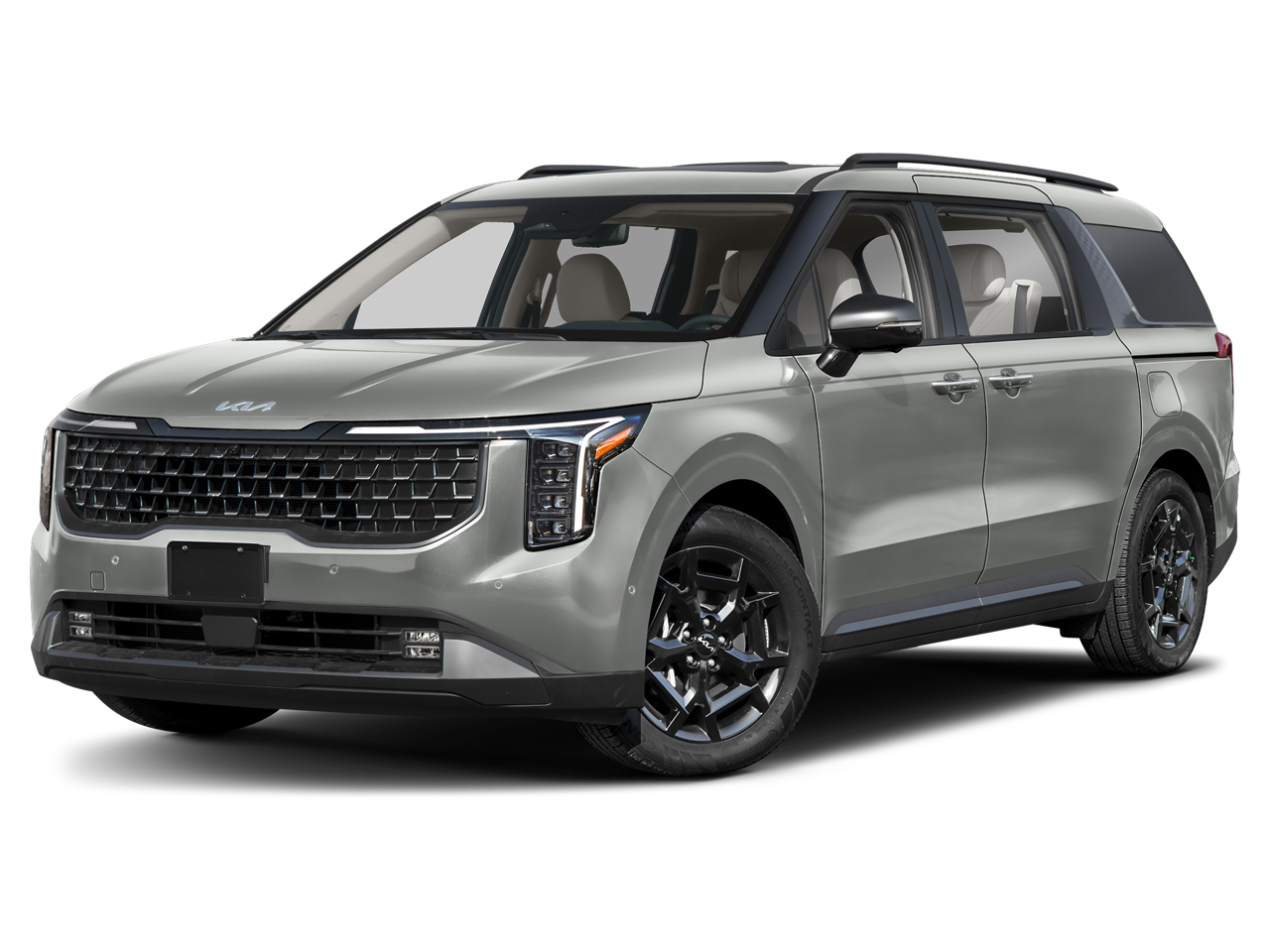 2025 Kia Carnival SX Prestige in Ceramic Silver — front three-quarter view