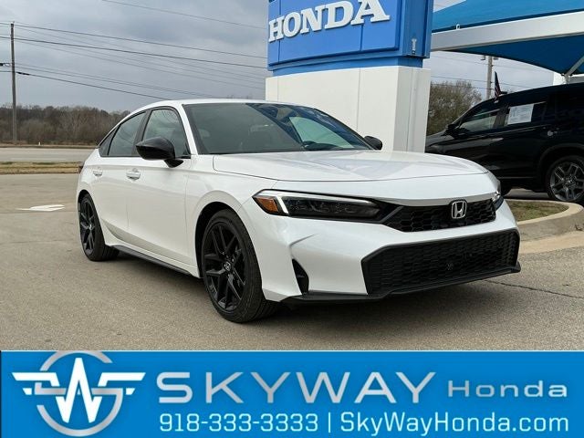 2026 Honda Civic Sport in Platinum White Pearl — front three-quarter view