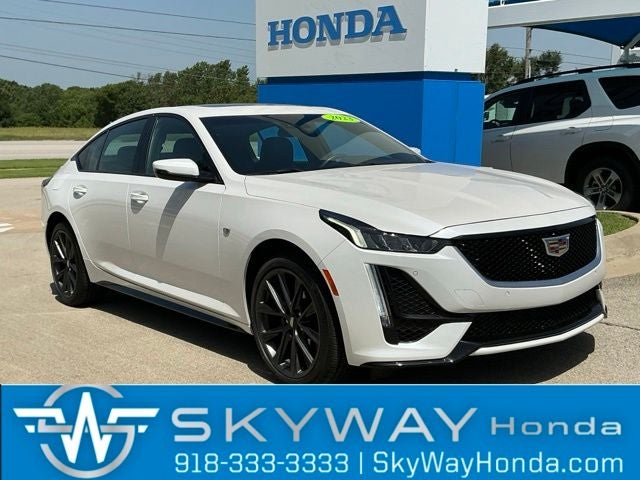 2023 Cadillac CT5 Sport in Crystal White Tricoat — front three-quarter view