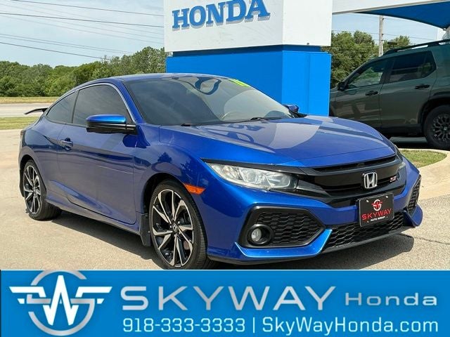 2018 Honda Civic Si in Aegean Blue Metallic — front three-quarter view