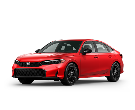 2026 Honda Civic Sport in Rallye Red — front three-quarter view