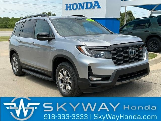 2023 Honda Passport TrailSport in Lunar Silver Metallic — front three-quarter view
